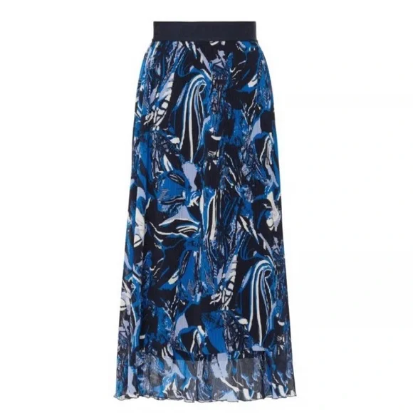 Boss Vapliso Elastic Waist Pleated Chiffon Midi Skirt Size 4 NWT